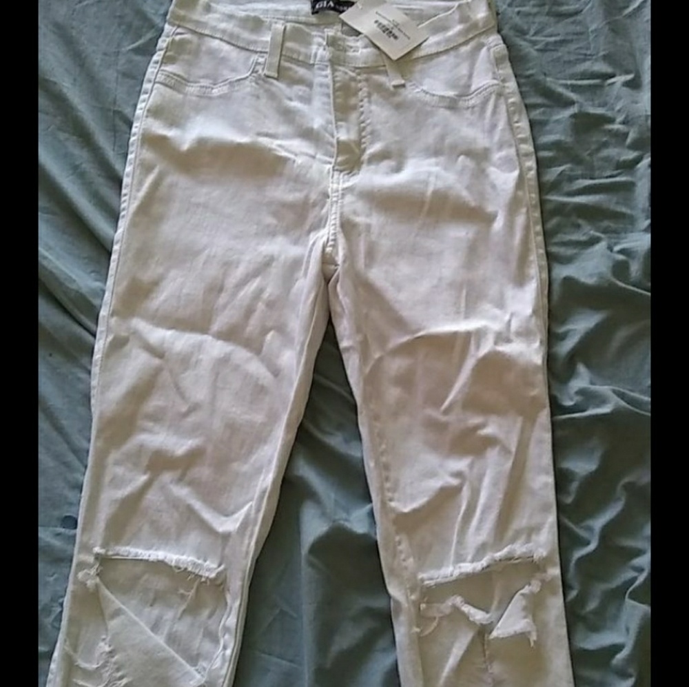White ripped jeans